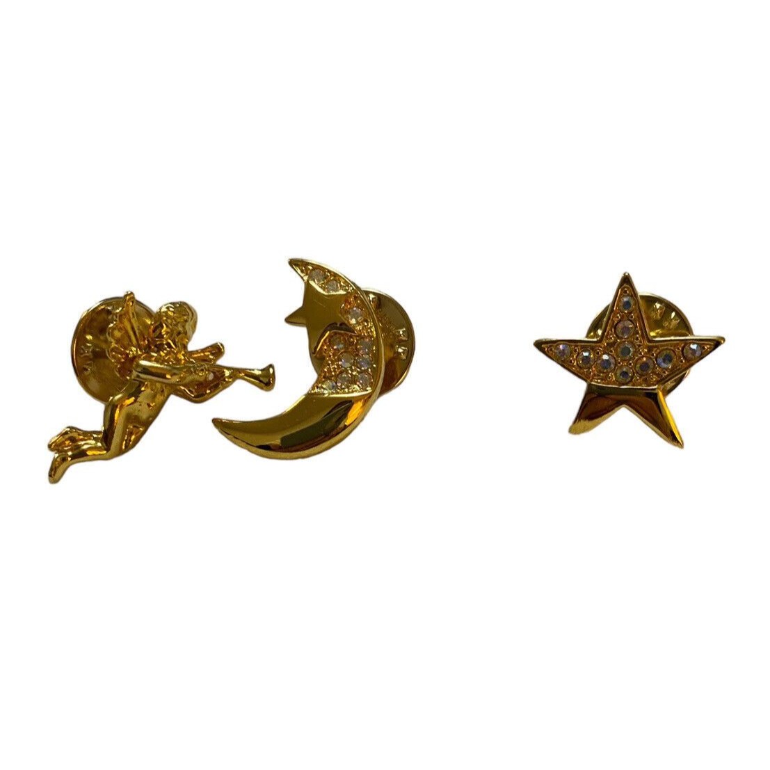 Kirks Folly Moon Star And Angels Pins With Swarovski Crystals 40$